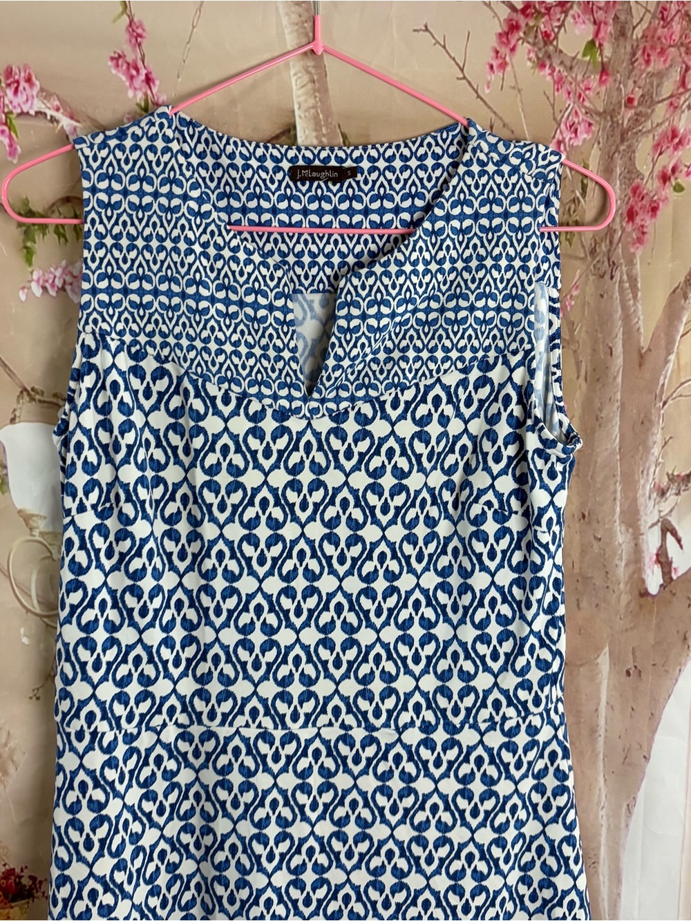 J. McLaughlin Navy and White Printed Sleeveless Midi Dress - Picture 3 of 9